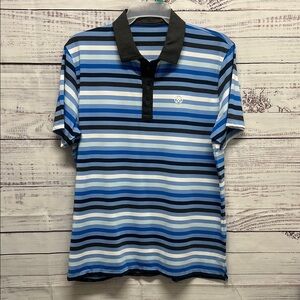 NWT G/FORE Striped Golf Shirt with Black Collar